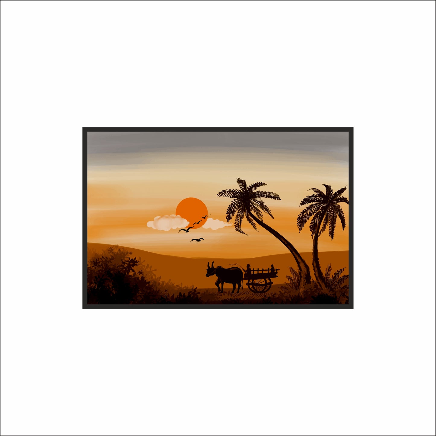 Golden Dusk – Rural Harmony Wall Frame 🌾🧡