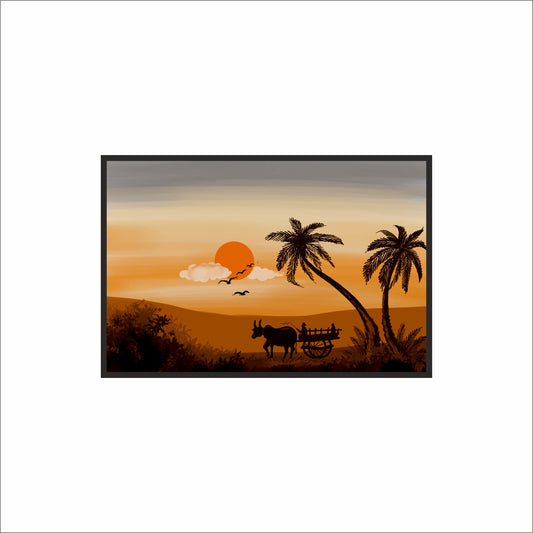 Golden Dusk – Rural Harmony Wall Frame 🌾🧡