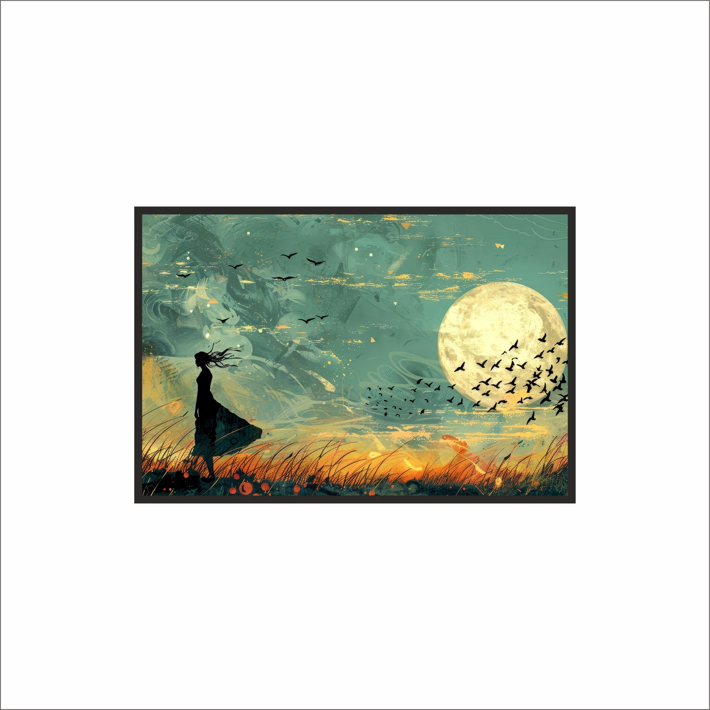 Whispers of the Moon – Dreamscape Wall Frame 🌕🕊️
