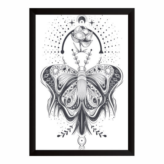 Butterfly Wall Art | Mystical Lotus & Celestial Line Art