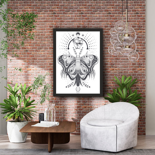 Butterfly Wall Art | Mystical Lotus & Celestial Line Art