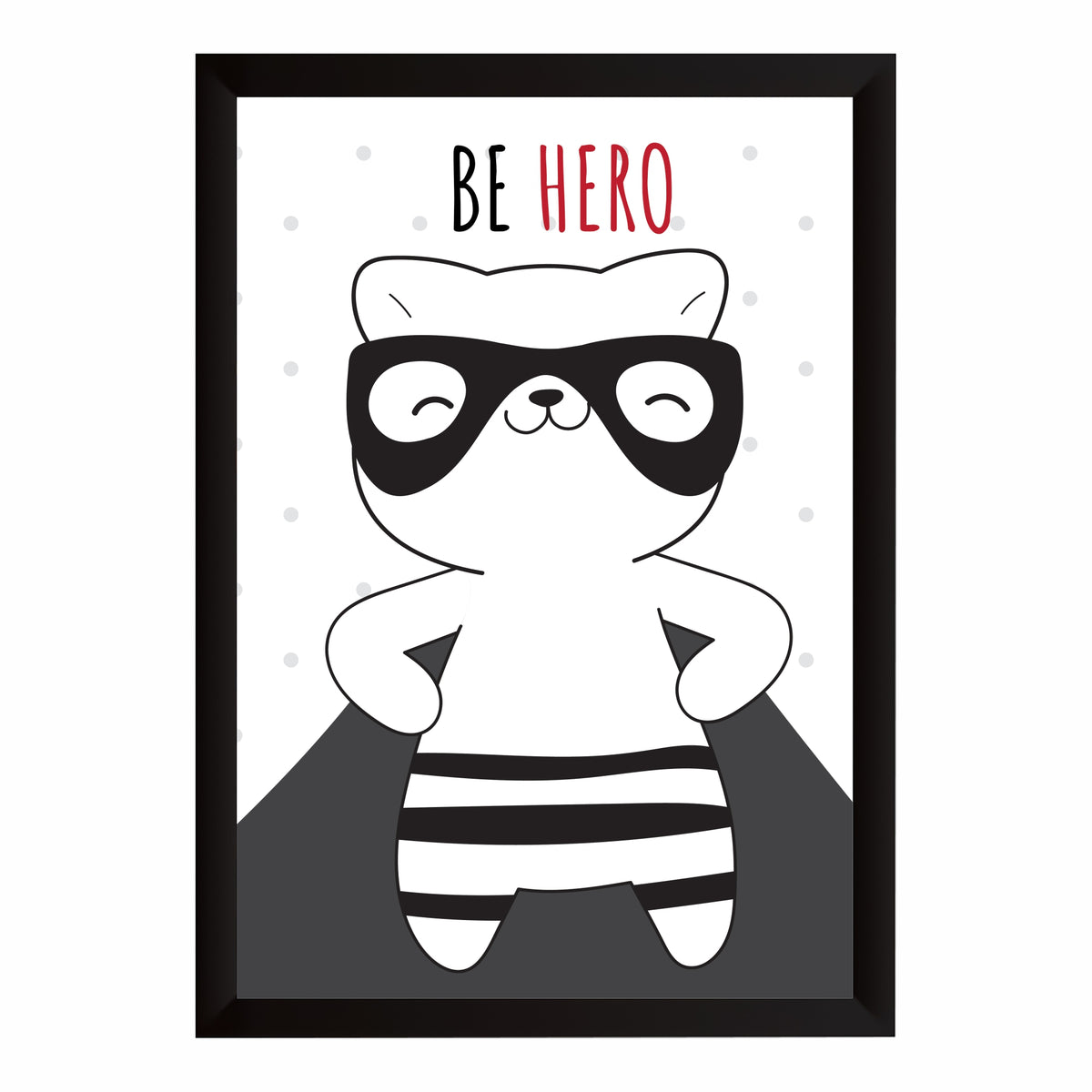 Cute Cat Wall Art | Be Hero Cat Kids Poster | Minimalist Nursery Room Decor