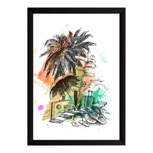 Travel Wall Art | Need a Vacation Tropical Adventure Illustration