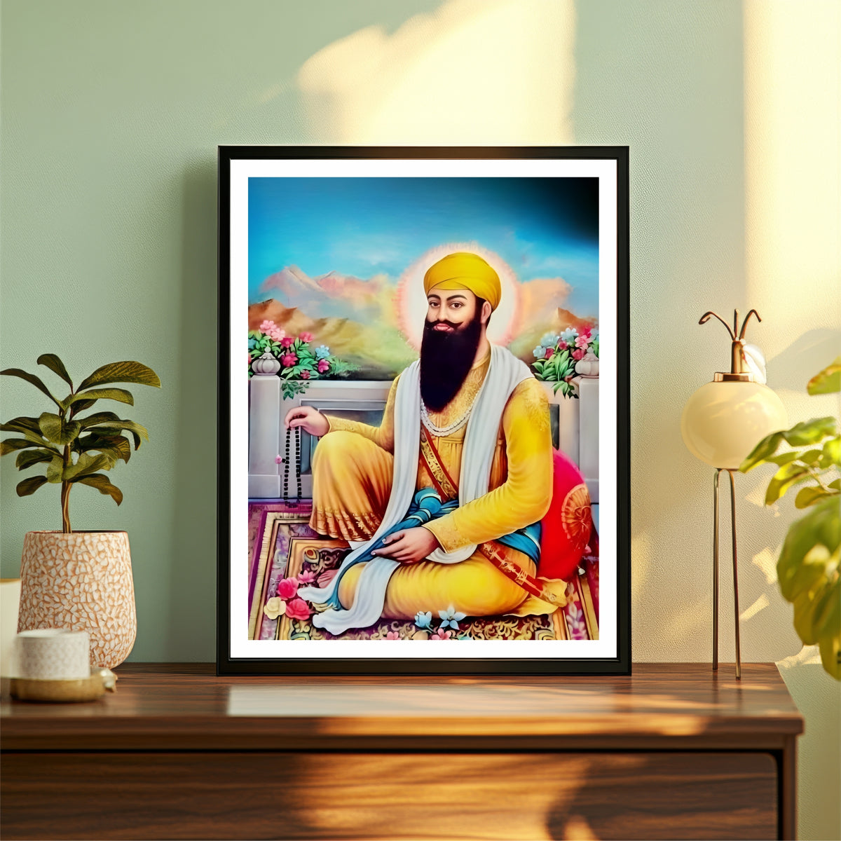 Baba Vadbhag Singh Ji Wall Art | Revered Sikh Saint Portrait | Spiritual Religious Artwork | Premium Home & Prayer Room Decor