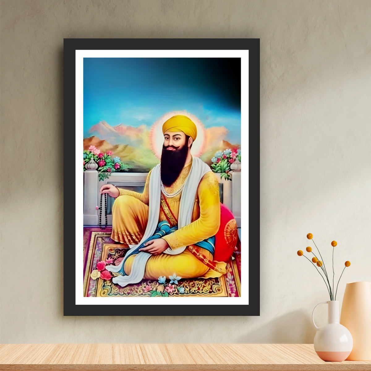 Baba Vadbhag Singh Ji Wall Art | Revered Sikh Saint Portrait | Spiritual Religious Artwork | Premium Home & Prayer Room Decor