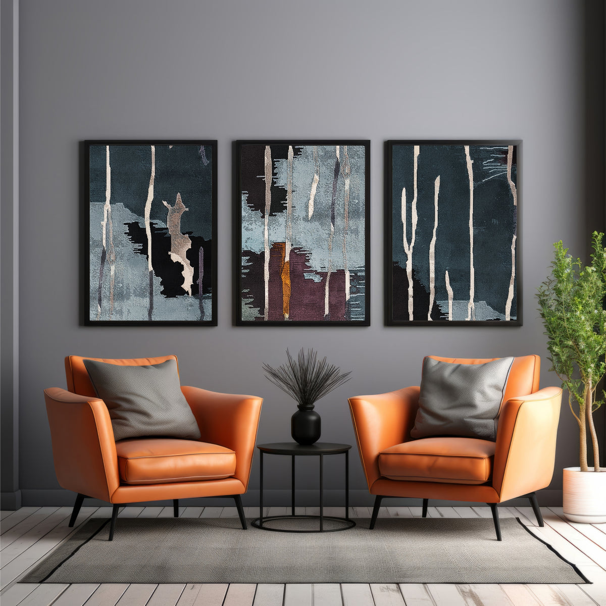 Modern Abstract Wall Art Set of 3 | Textured Contemporary Prints