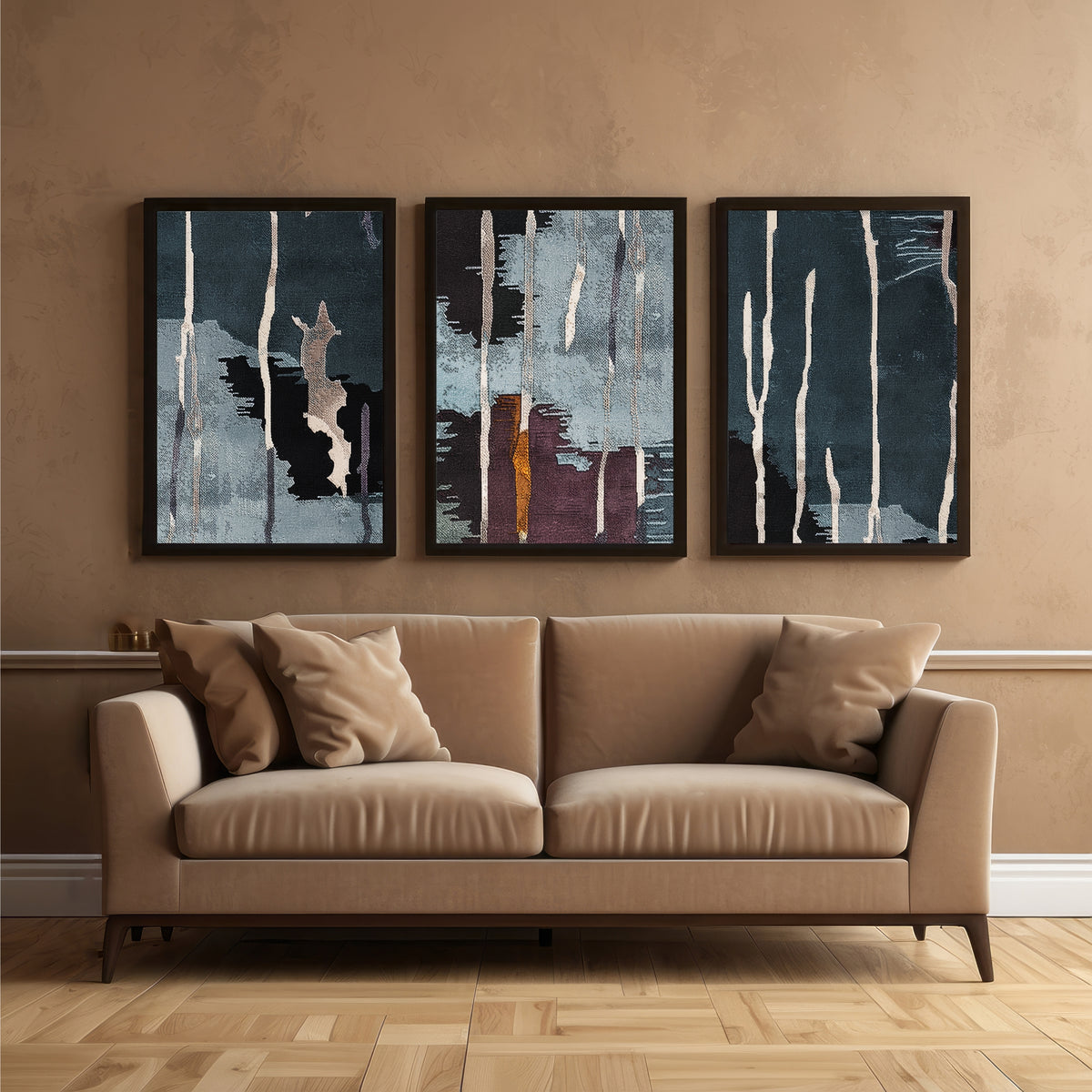 Modern Abstract Wall Art Set of 3 | Textured Contemporary Prints