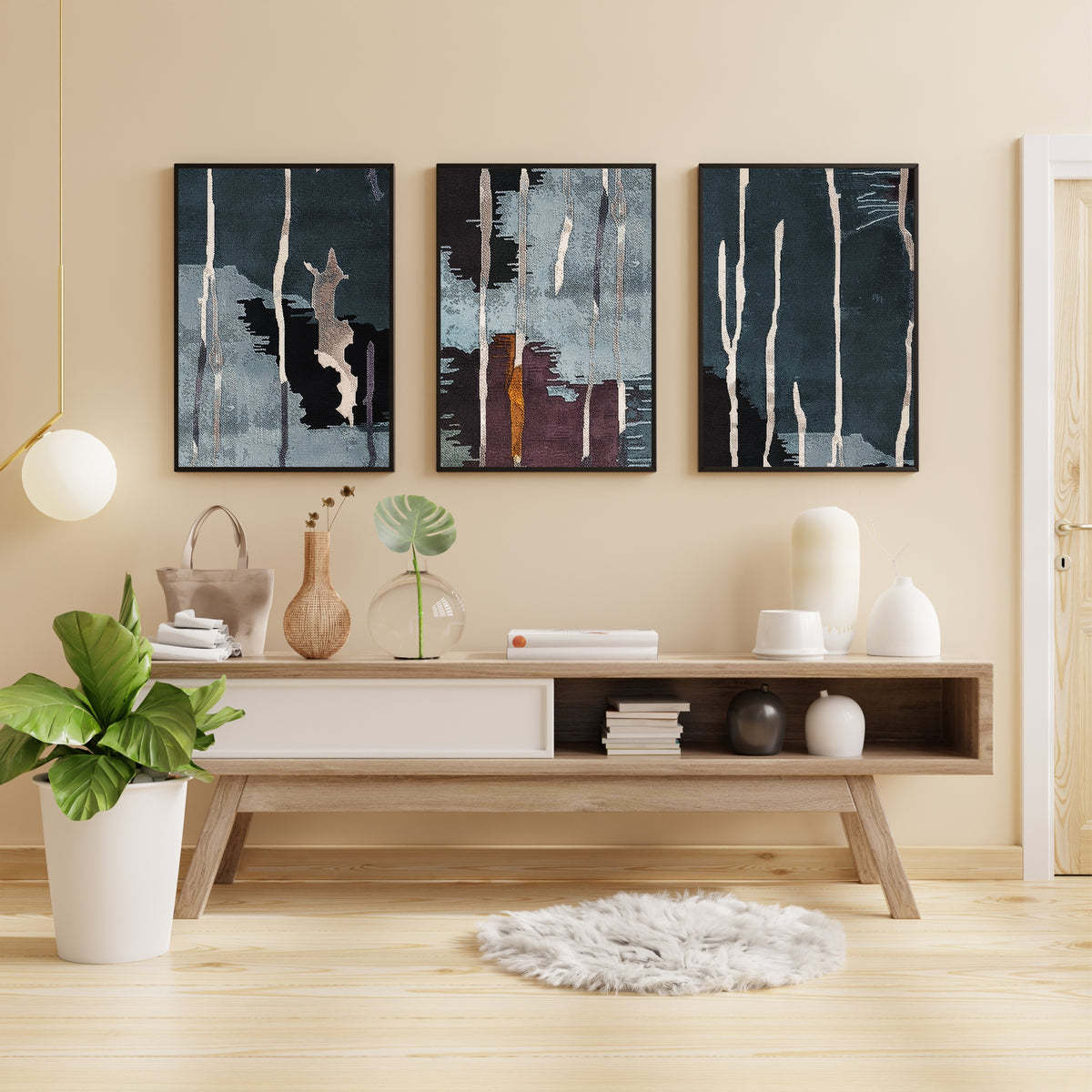 Modern Abstract Wall Art Set of 3 | Textured Contemporary Prints