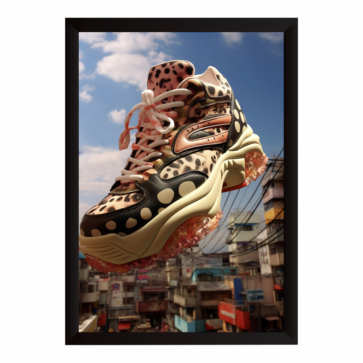 Leopard Print Sneaker Wall Art | Stylish Animal Print Shoe Artwork | Fashion Footwear Photography | Modern Urban Wall Decor