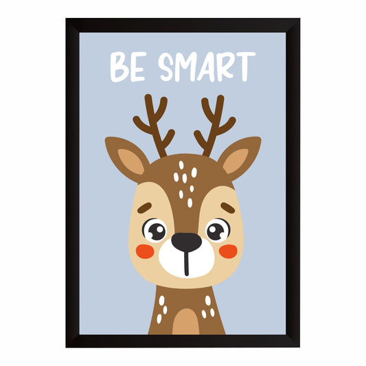 Be Smart Deer Nursery Wall Art | Cute Animal Kids Room Poster