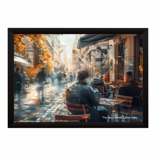 Coffee Waits Wall Art | Urban Café Canvas Print | Modern Coffee Shop Decor