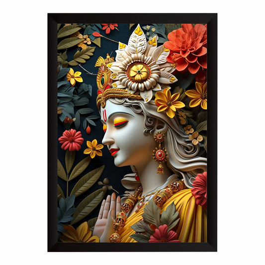 Goddess Durga Floral Wall Art | Divine Hindu Artwork