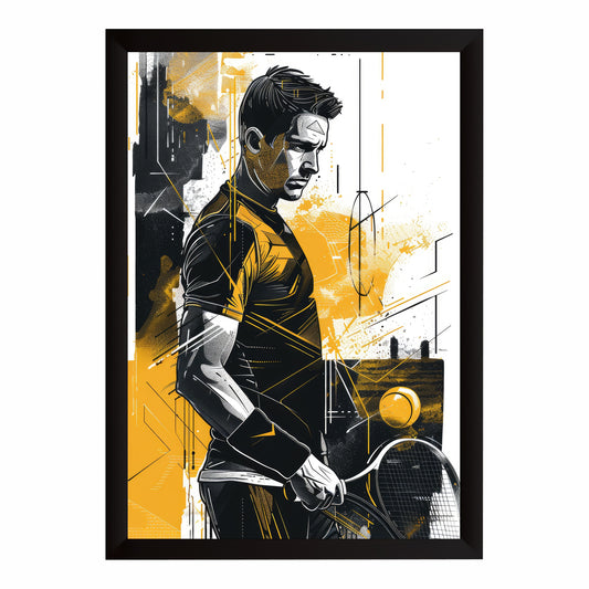 Tennis Player Wall Art – Modern Tennis Poster, Dynamic Sports Artwork, Inspirational Framed Wall Décor for Gym, Bedroom & Sports Room