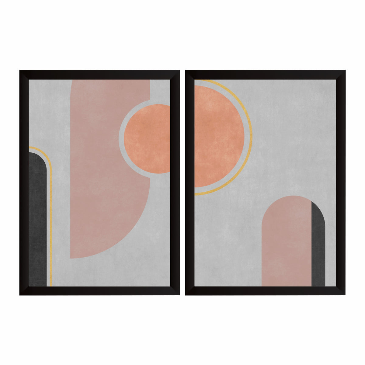 Minimalist Abstract Wall Art | Blush Pink & Terracotta Geometric Decor