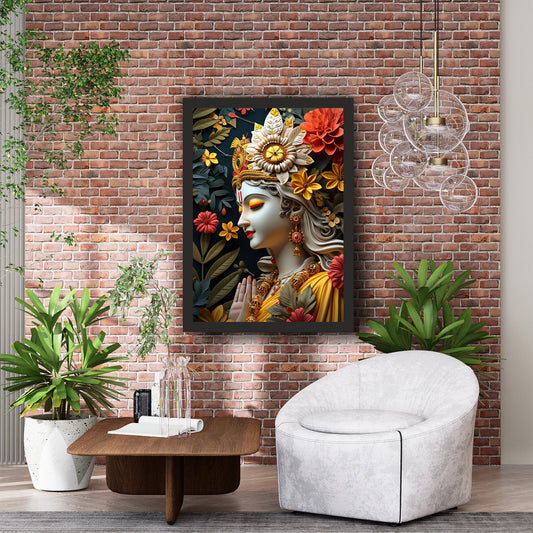 Goddess Durga Floral Wall Art | Divine Hindu Artwork