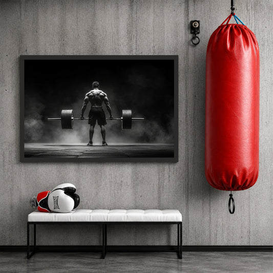 Black & White Deadlift Wall Art | Heavy Lifting Gym Canvas | Fitness Decor