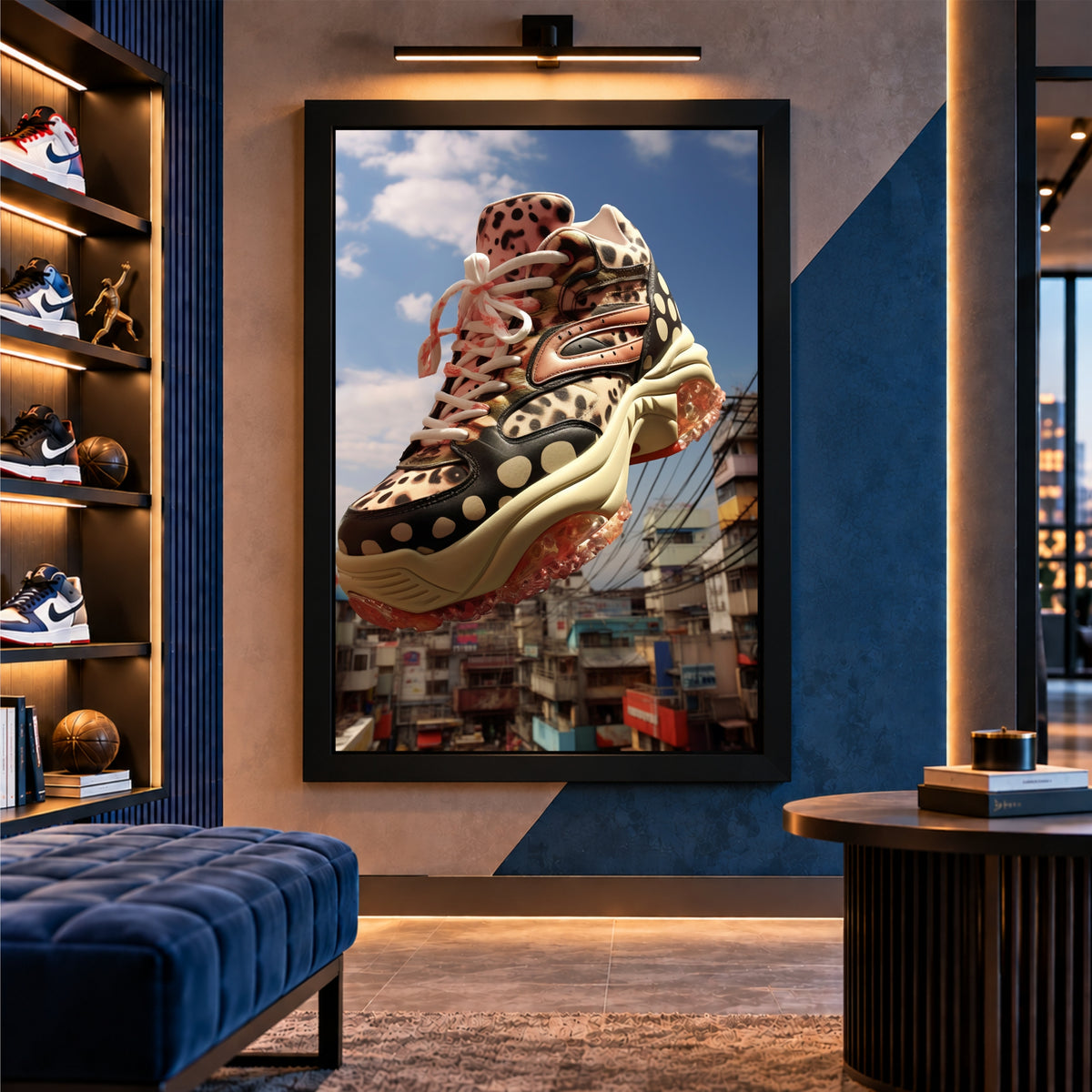 Leopard Print Sneaker Wall Art | Stylish Animal Print Shoe Artwork | Fashion Footwear Photography | Modern Urban Wall Decor