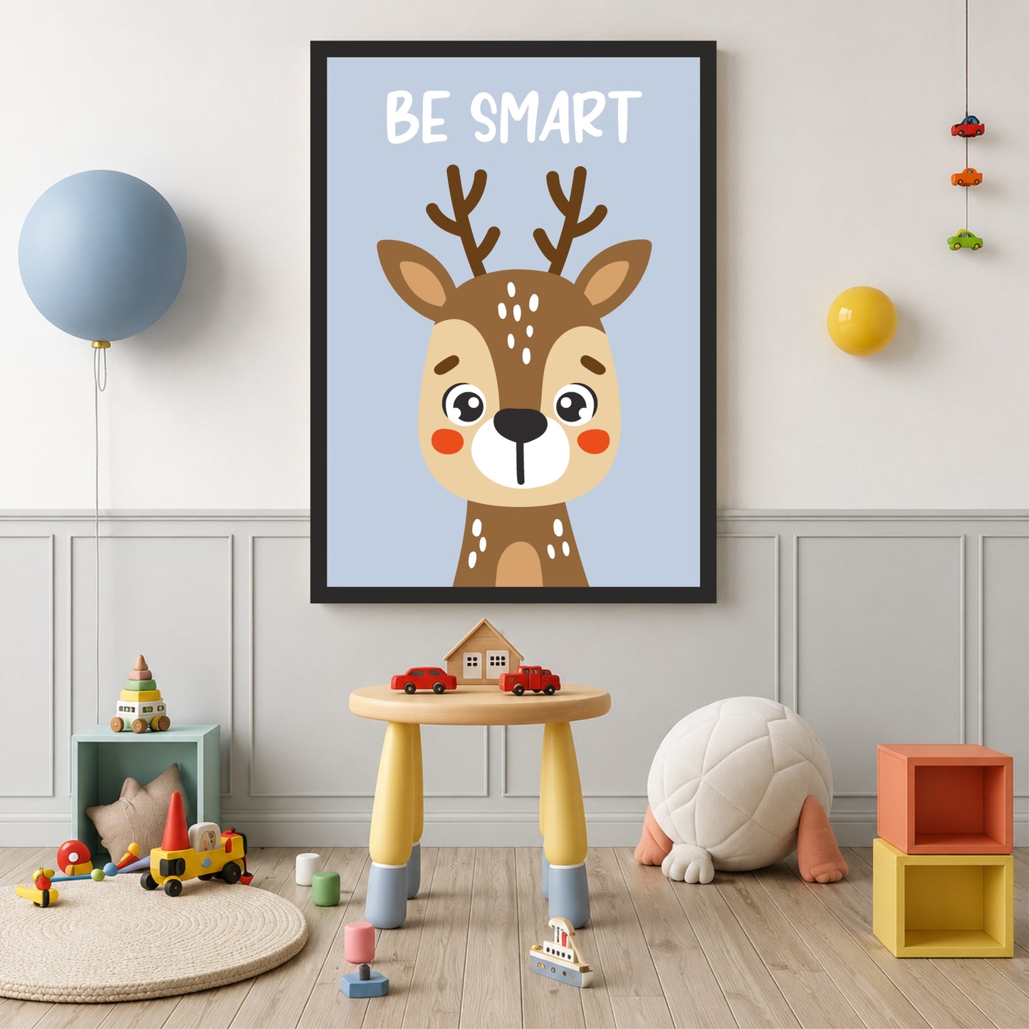 Be Smart Deer Nursery Wall Art | Cute Animal Kids Room Poster