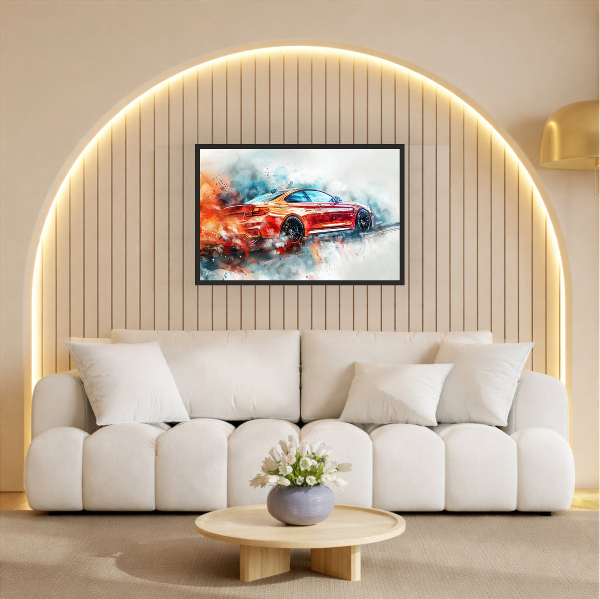Luxury Sports Car Wall Art | Red BMW-Inspired Automotive Art Poster
