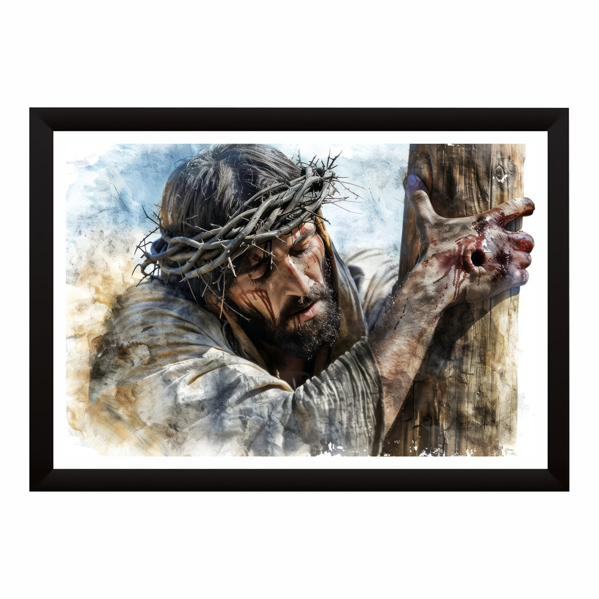 Jesus Carrying the Cross Wall Art | Passion of Christ Christian Canvas Print | Crown of Thorns Religious Artwork | Holy Week & Easter Home Decor
