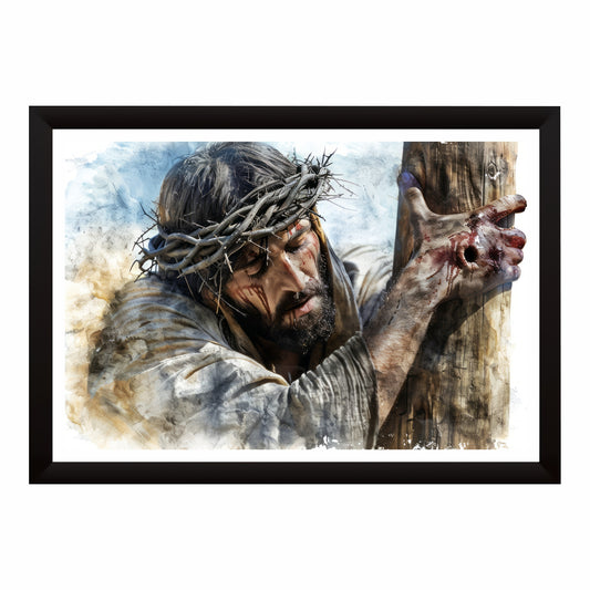 Jesus Carrying the Cross Wall Art | Passion of Christ Christian Canvas Print | Crown of Thorns Religious Artwork | Holy Week & Easter Home Decor
