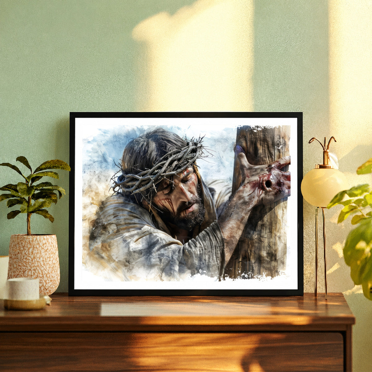 Jesus Carrying the Cross Wall Art | Passion of Christ Christian Canvas Print | Crown of Thorns Religious Artwork | Holy Week & Easter Home Decor