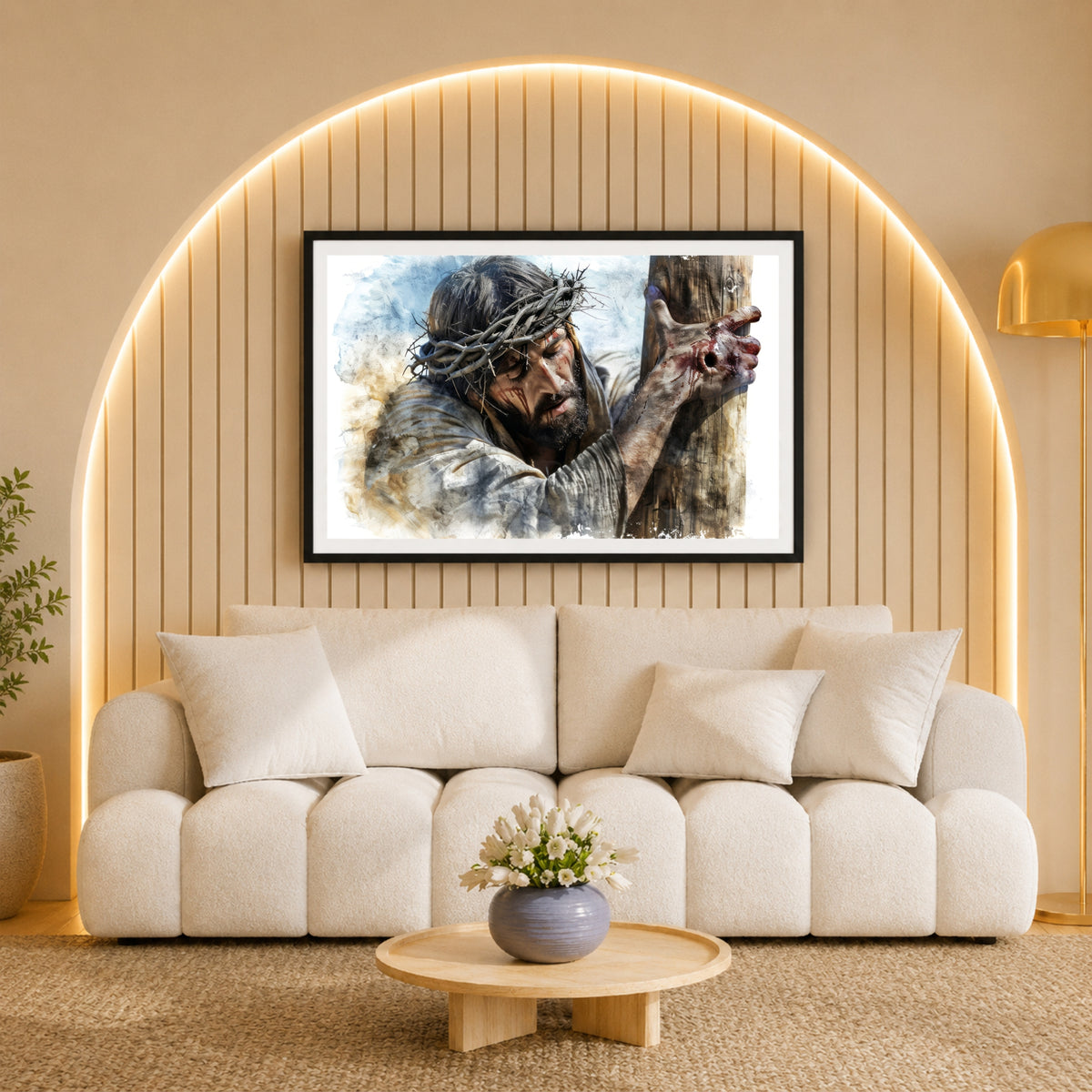 Jesus Carrying the Cross Wall Art | Passion of Christ Christian Canvas Print | Crown of Thorns Religious Artwork | Holy Week & Easter Home Decor
