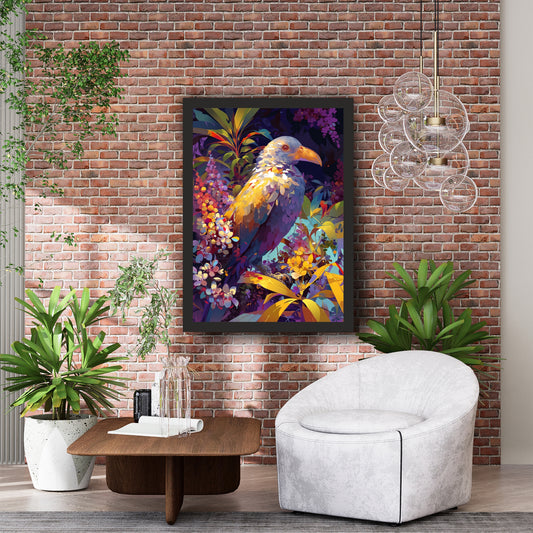 Colorful Tropical Bird Wall Art | Vibrant Floral Nature Artwork