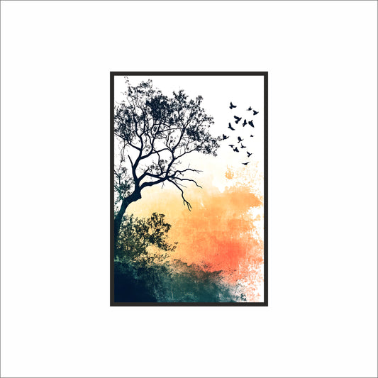 Silent Sunrise – Birds & Tree Wall Art 🌅🕊️