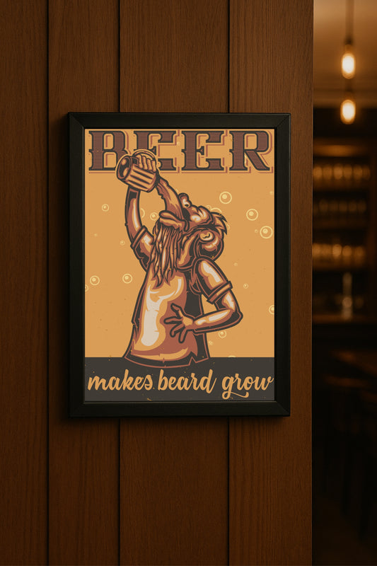 “Beer Makes Beard Grow” – Vintage Bar Wall Art 🍺🧔✨