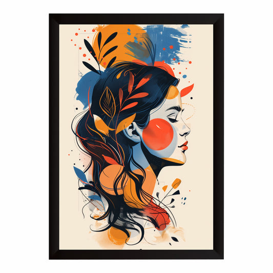 Abstract Woman Wall Art | Modern Floral Portrait Artwork