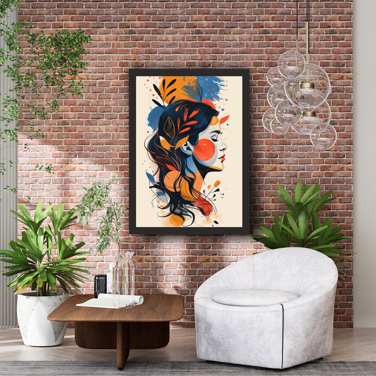 Abstract Woman Wall Art | Modern Floral Portrait Artwork