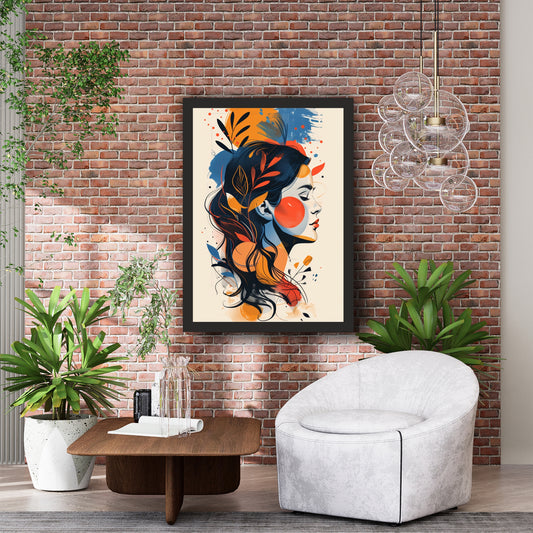 Abstract Woman Wall Art | Modern Floral Portrait Artwork