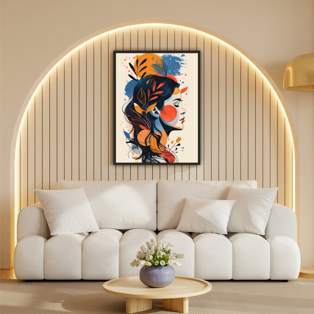 Abstract Woman Wall Art | Modern Floral Portrait Artwork