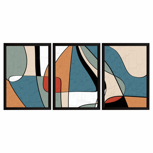 Modern Abstract Wall Art Set of 3 | Mid-Century Geometric Prints | Contemporary Minimalist Decor