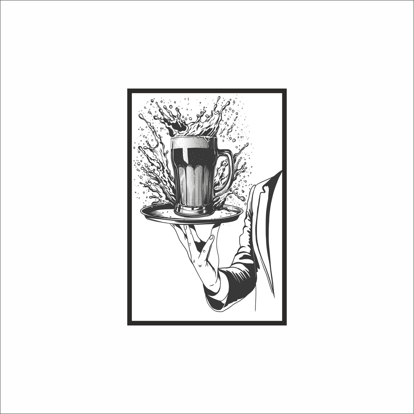 “The Splash Serve – Classic Black & White Beer Art” 🍺🖤