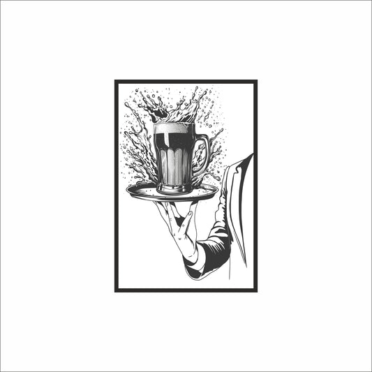 “The Splash Serve – Classic Black & White Beer Art” 🍺🖤