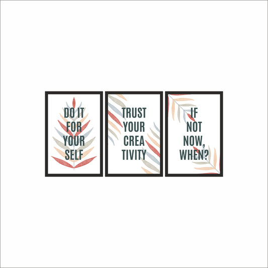 Motivational Leaf Quotes Wall Frame Set – Inspiring Modern Art for Creative Spaces