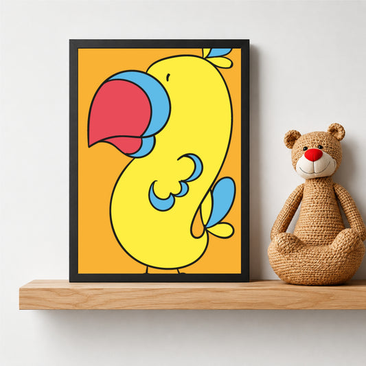 Cute Parrot Wall Art | Colorful Bird Kids Poster | Tropical Nursery Room Decor