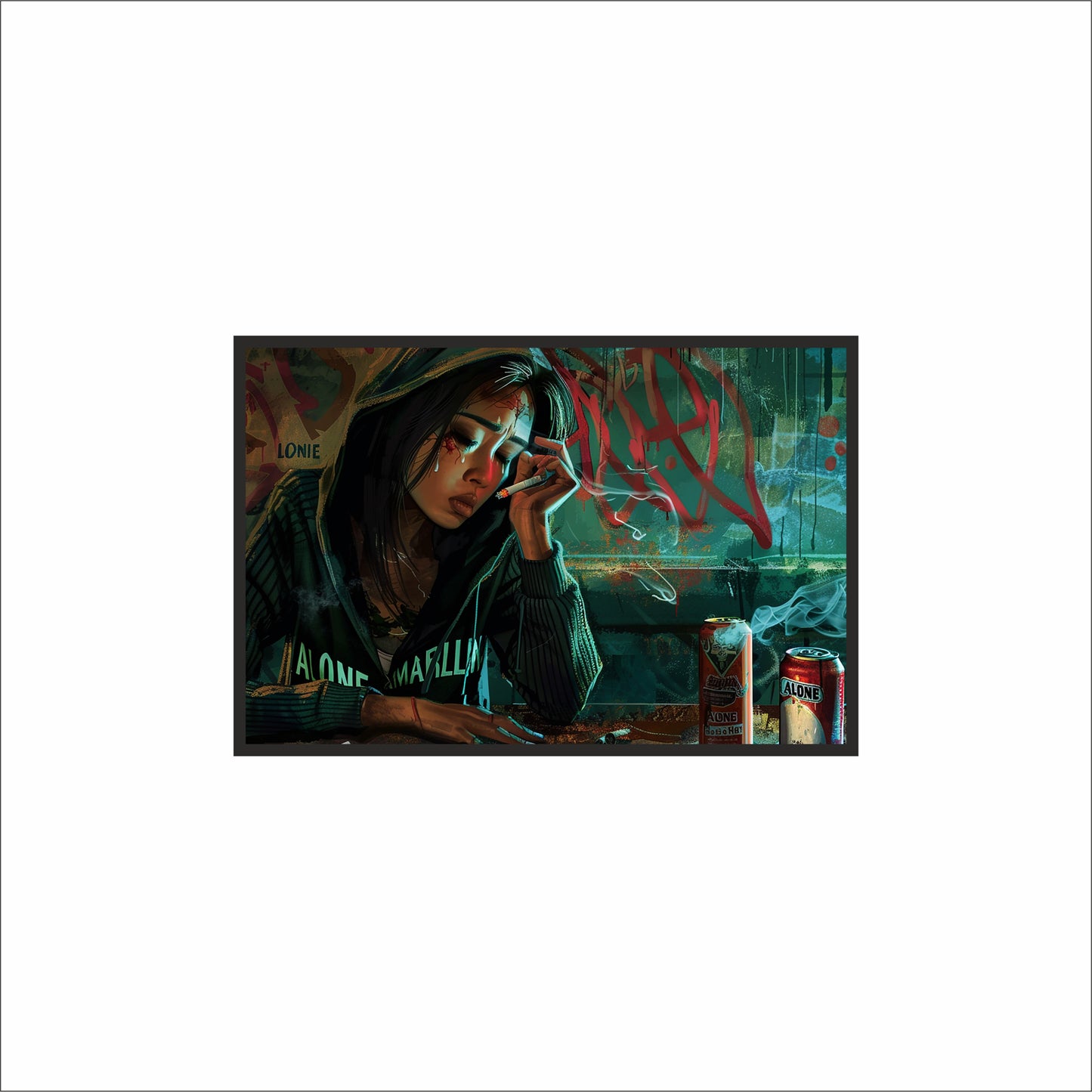 “Urban Alone Wall Art Photo Frame – Moody Street Bar Art”