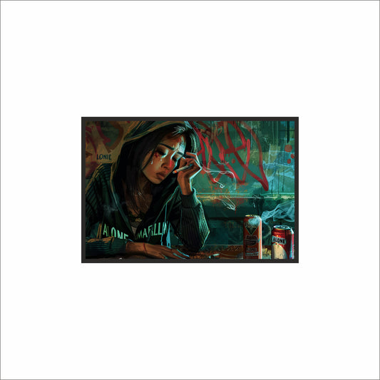 “Urban Alone Wall Art Photo Frame – Moody Street Bar Art”