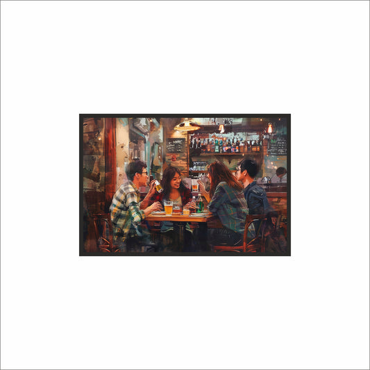 “Good Times Wall Art Photo Frame – Cozy Bar Friends Art”