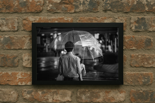“Under the Umbrella – Night Street Romance” 🖤🌧️