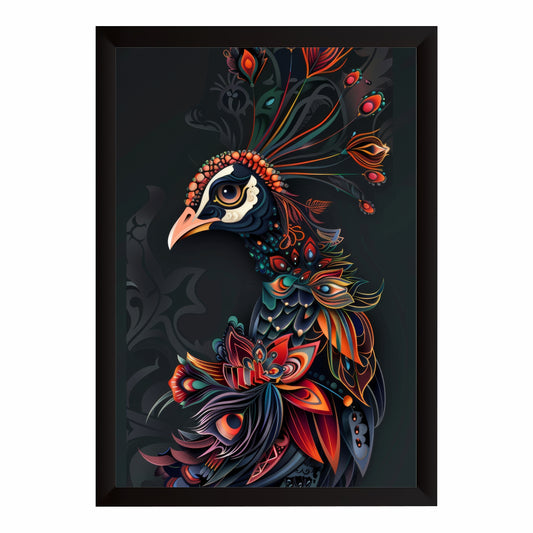 Peacock Tribal Art Wall Decor | Ornate Peacock Illustration
