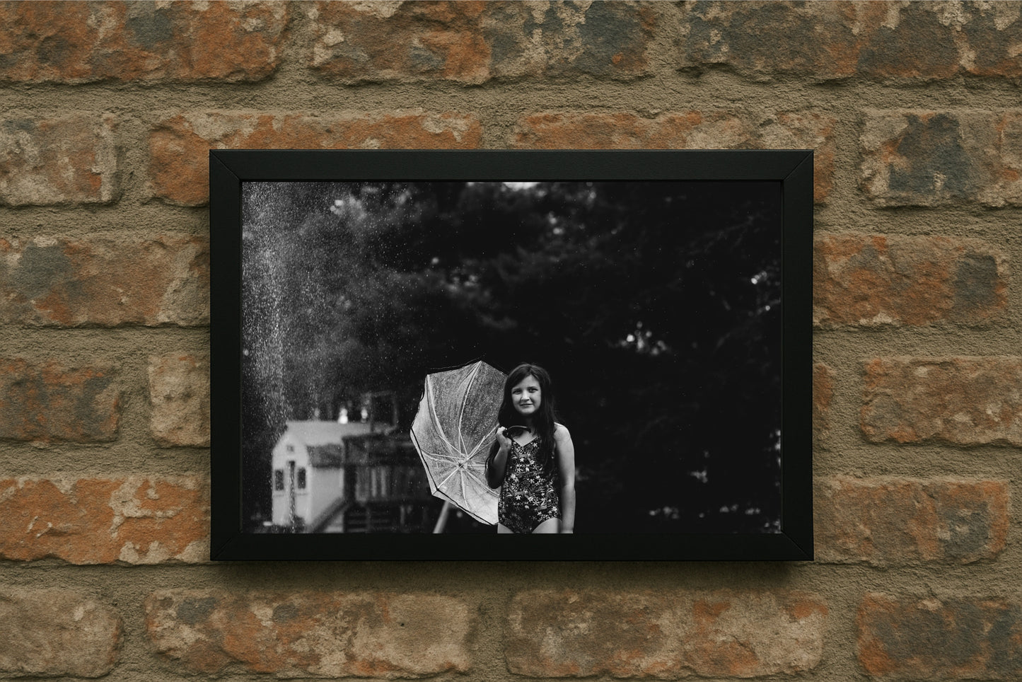 “Rainlight Innocence – Childhood Moment Frame” 🖤🌧️