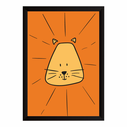 Cute Cat Wall Art | Orange Cat Kids Poster | Minimalist Nursery Animal Decor