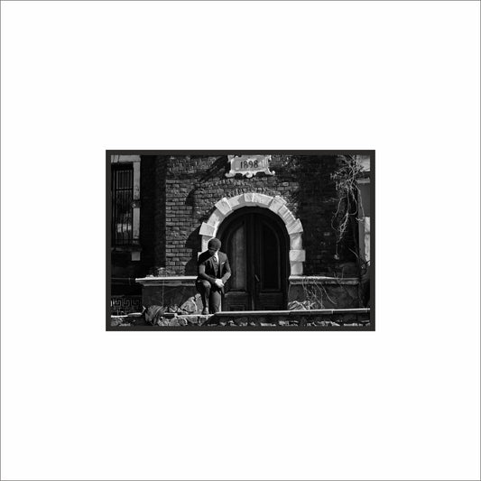“Old Entry Silence – Vintage Street Frame” 🖤🏛️