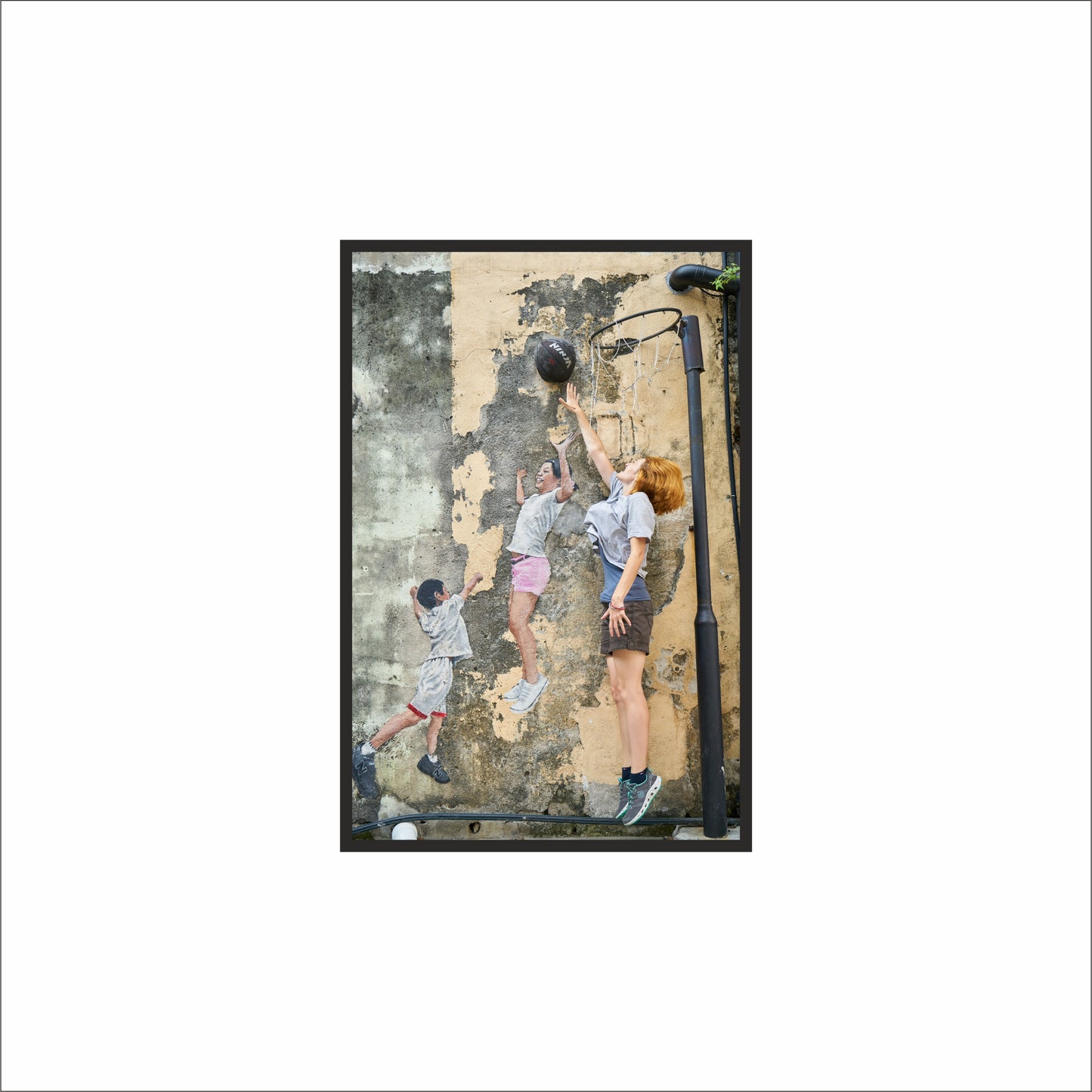 “Playful Reach – Street Art Interaction Frame” 🎨🏀