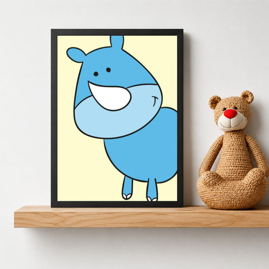 Cute Blue Dinosaur Wall Art | Baby Dinosaur Kids Poster | Minimalist Nursery Animal Decor