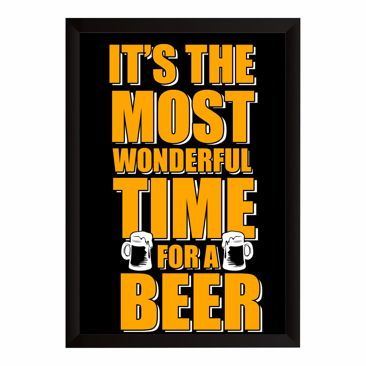 Beer Wall Art | Framed “It’s the Most Wonderful Time for a Beer” Poster | Bar & Man Cave Décor